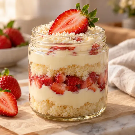 Bolo de Pote Ninho com Morango