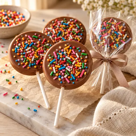 Pirulito de Chocolate Confeitado